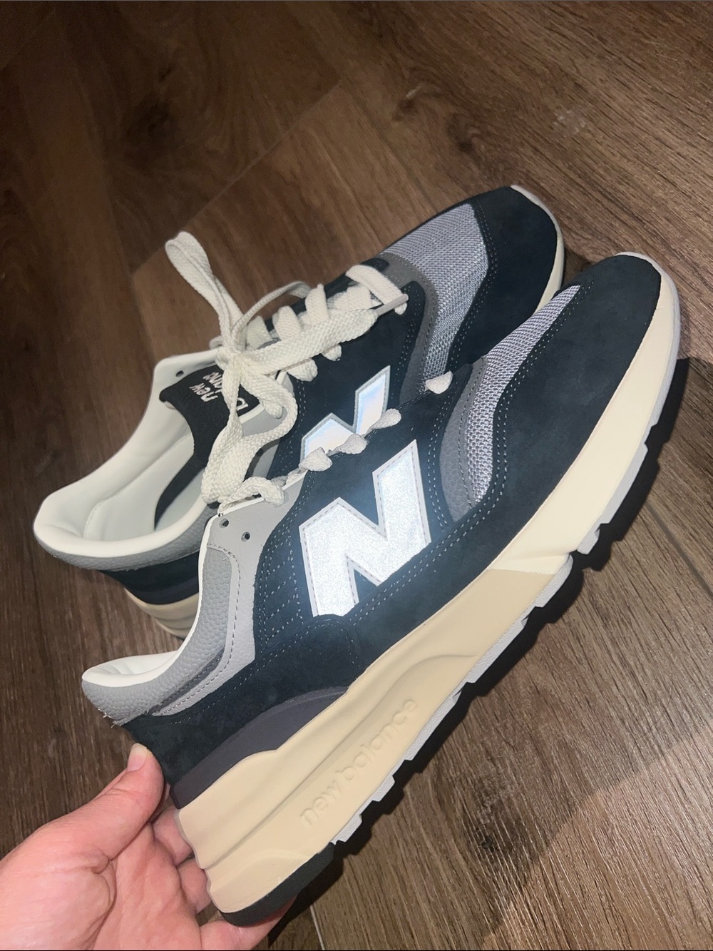 New Balance Black and Gray Sneakers with Cream Midsole
